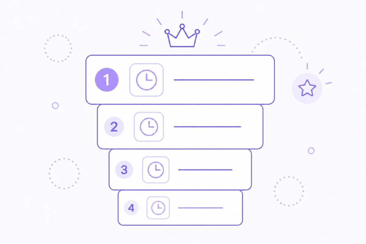 Ten AI time tracking app icons arranged in a ranked comparison grid